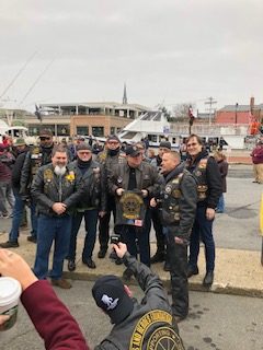 Governor of Maryland, Larry hogan, and a veteran biker group.